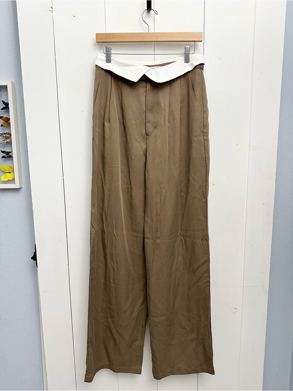 Reformation Stevie Pleated Wide Leg Pant In Mushroom Size 6 - Picture 10 of 14